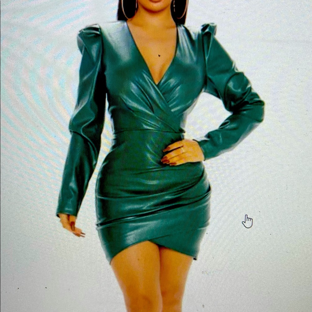 Fashion Nova Green faux leather dress